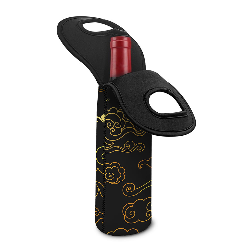 Gold Moon And Sun Print Single Neoprene Wine Tote