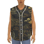 Gold Moon And Sun Print Sleeveless Baseball Jersey