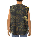 Gold Moon And Sun Print Sleeveless Baseball Jersey