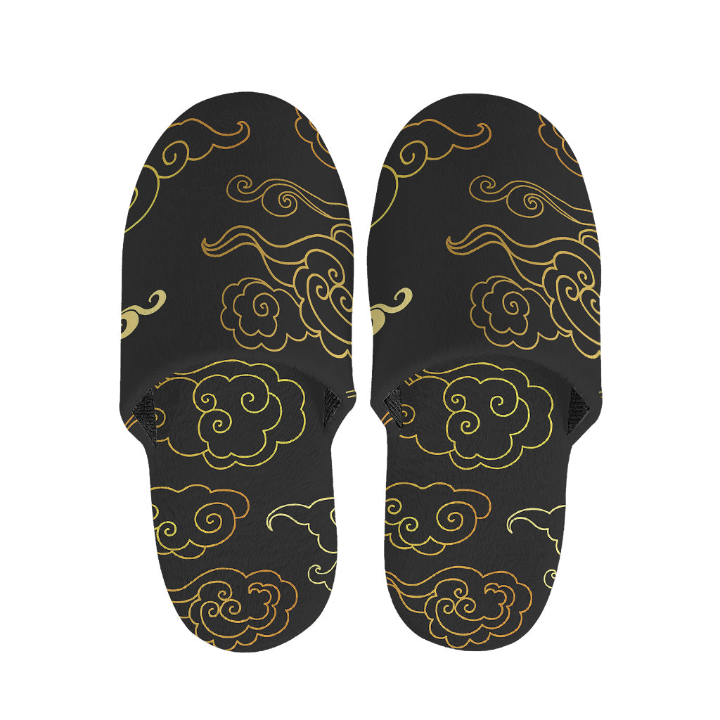 Gold Moon And Sun Print Slippers