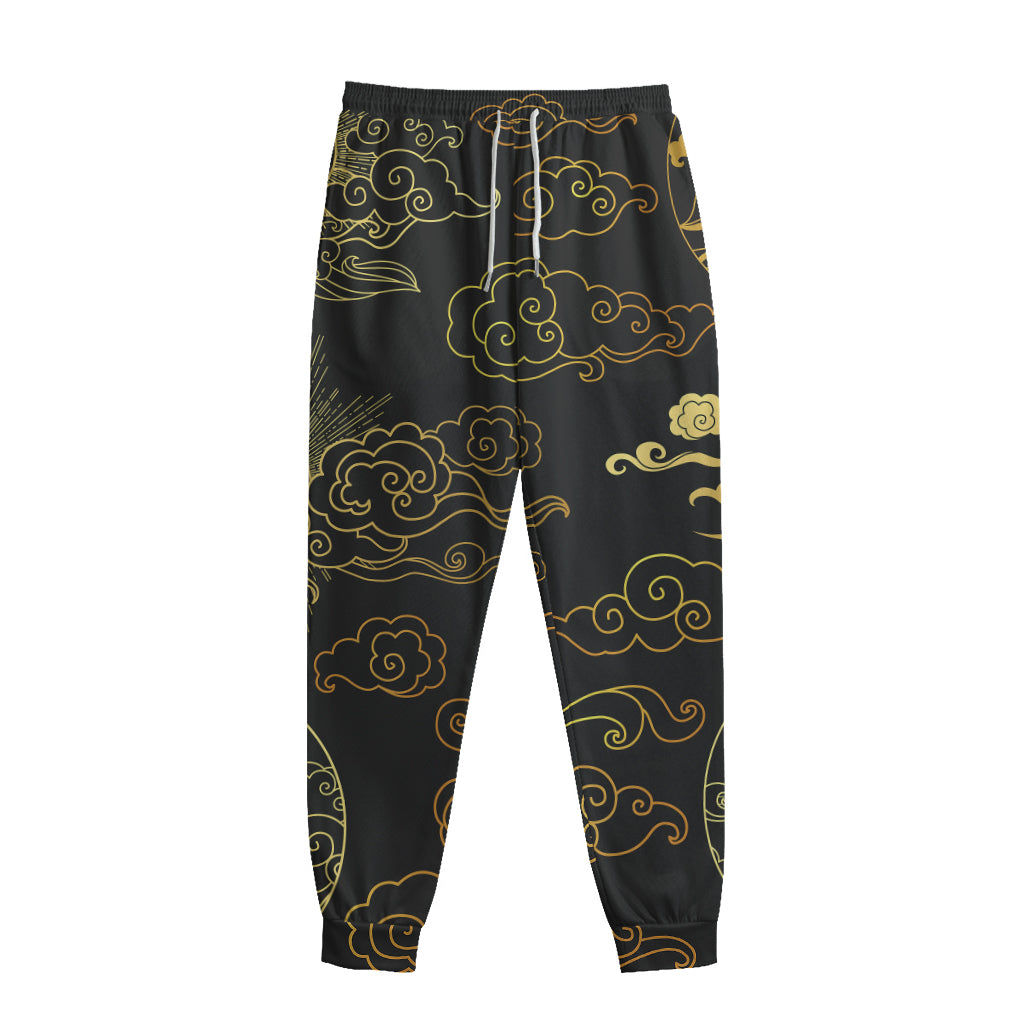 Gold Moon And Sun Print Sweatpants