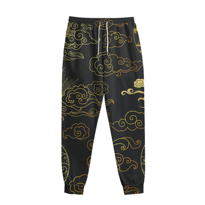Gold Moon And Sun Print Sweatpants