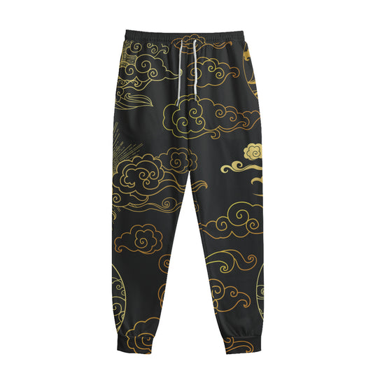 Gold Moon And Sun Print Sweatpants