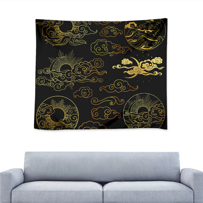 Gold Moon And Sun Print Tapestry