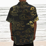 Gold Moon And Sun Print Textured Short Sleeve Shirt