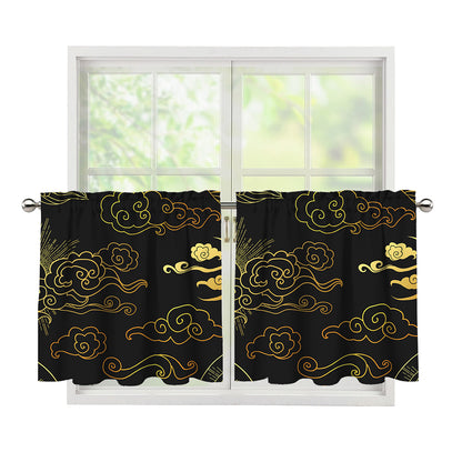 Gold Moon And Sun Print Tier Curtains