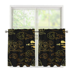 Gold Moon And Sun Print Tier Curtains