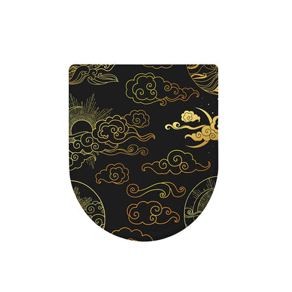 Gold Moon And Sun Print Toilet Lid Cover