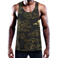 Gold Moon And Sun Print Men's Workout Tank Top