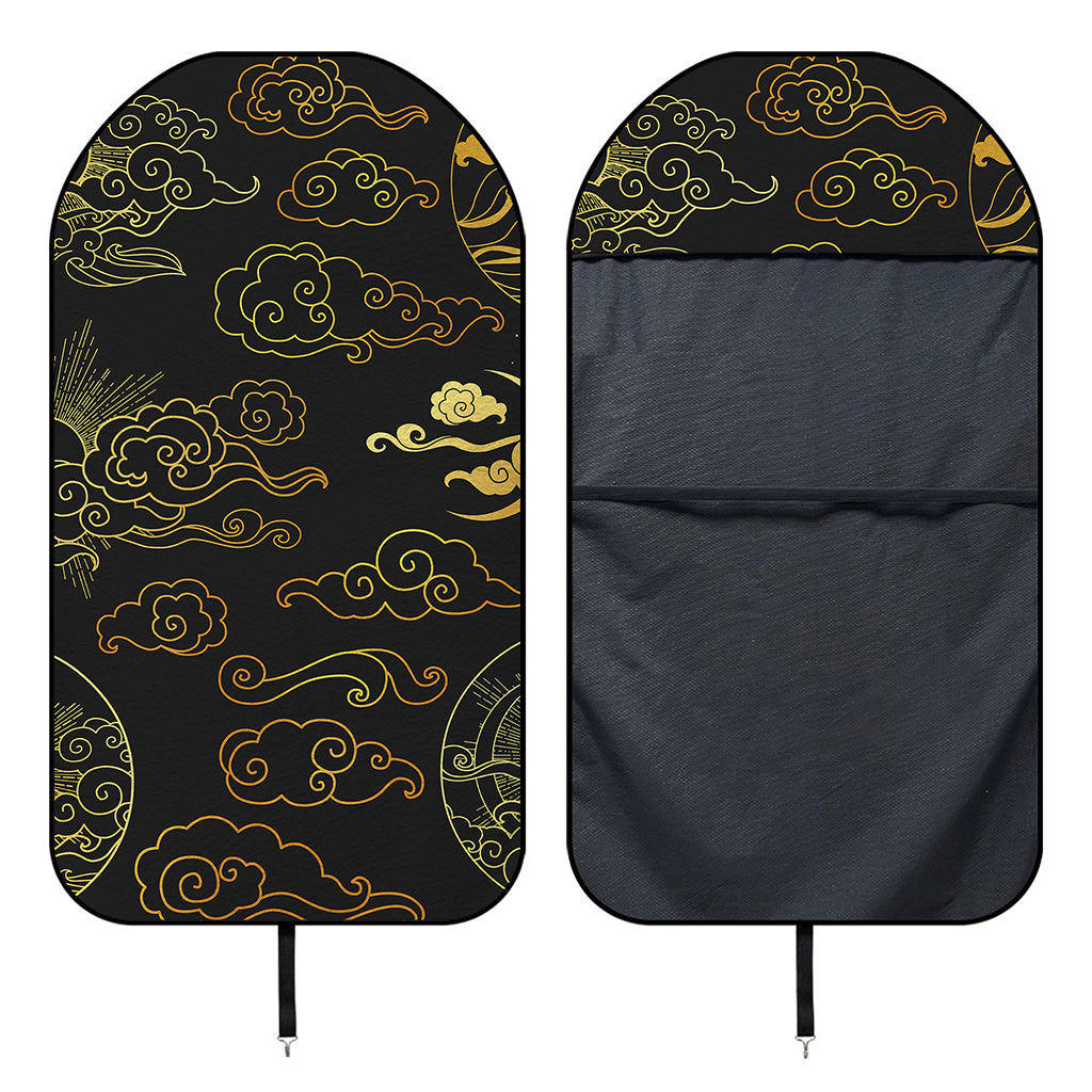 Gold Moon And Sun Print Waterproof Car Seat Cover