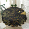 Gold Moon And Sun Print Waterproof Round Tablecloth