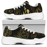 Gold Moon And Sun Print White Chunky Shoes