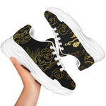 Gold Moon And Sun Print White Chunky Shoes