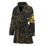 Gold Moon And Sun Print Women's Bathrobe