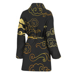 Gold Moon And Sun Print Women's Bathrobe