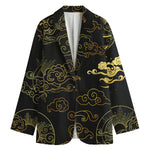 Gold Moon And Sun Print Women's Blazer
