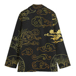 Gold Moon And Sun Print Women's Cotton Blazer