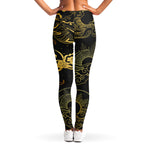 Gold Moon And Sun Print Women's Leggings