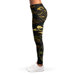 Gold Moon And Sun Print Women's Leggings