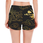 Gold Moon And Sun Print Women's Split Running Shorts