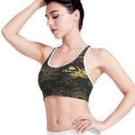 Gold Moon And Sun Print Women's Sports Bra