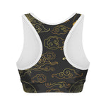 Gold Moon And Sun Print Women's Sports Bra