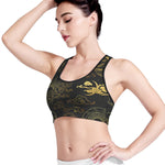 Gold Moon And Sun Print Women's Sports Bra