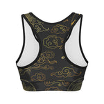 Gold Moon And Sun Print Women's Sports Bra
