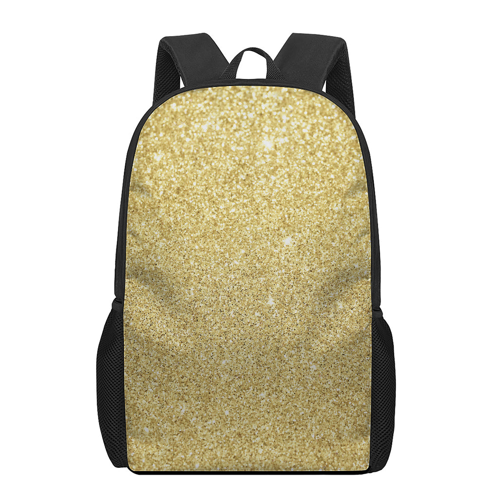 Gold (NOT Real) Glitter Print 17 Inch Backpack