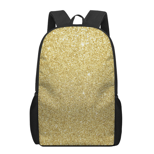 Gold (NOT Real) Glitter Print 17 Inch Backpack