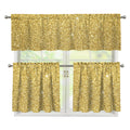 Gold (NOT Real) Glitter Print 3 Piece Kitchen Curtains
