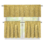 Gold (NOT Real) Glitter Print 3 Piece Kitchen Curtains