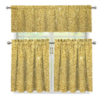 Gold (NOT Real) Glitter Print 3 Piece Kitchen Curtains
