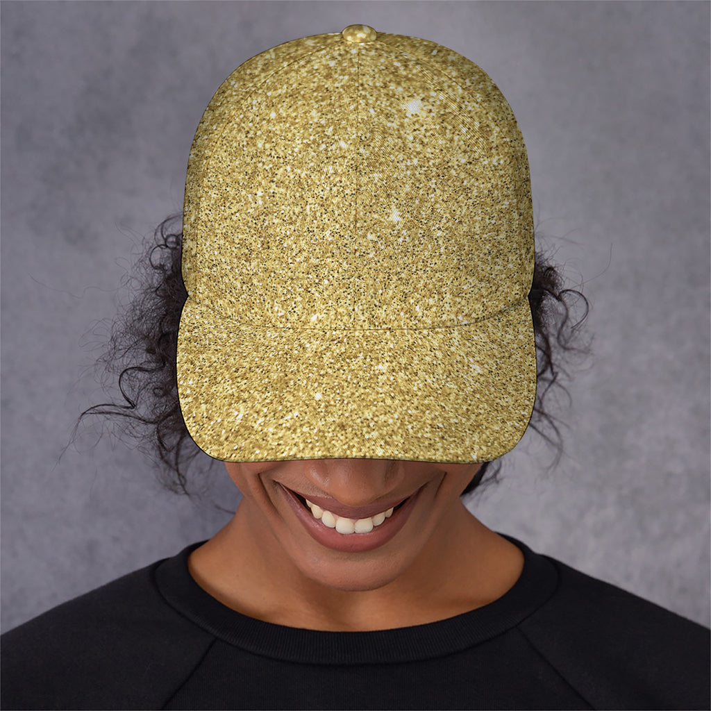 Gold (NOT Real) Glitter Print Baseball Cap