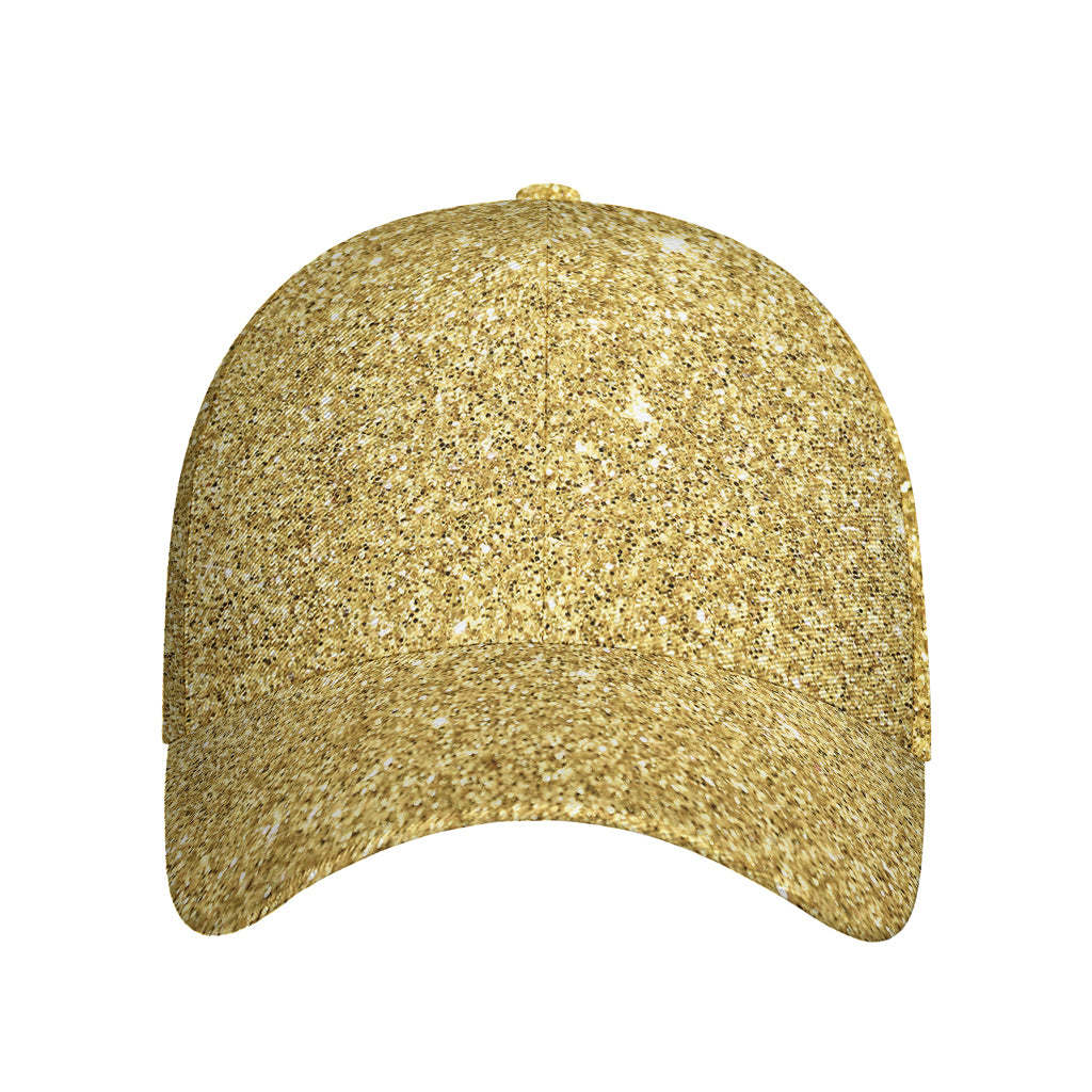 Gold (NOT Real) Glitter Print Baseball Cap