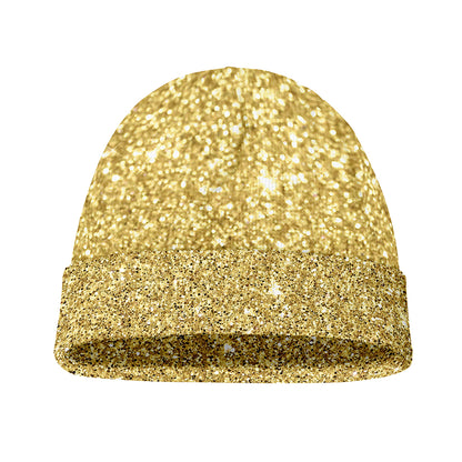 Gold (NOT Real) Glitter Print Beanie