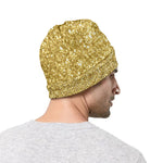 Gold (NOT Real) Glitter Print Beanie
