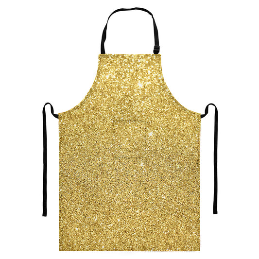 Gold (NOT Real) Glitter Print Bib Apron With Pocket