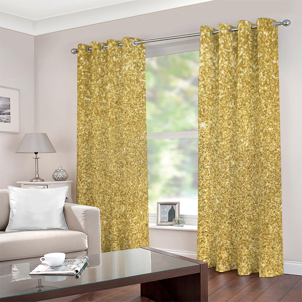 Gold (NOT Real) Glitter Print Blackout Grommet Curtains