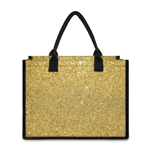 Gold (NOT Real) Glitter Print Canvas Tote Bag