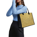 Gold (NOT Real) Glitter Print Canvas Tote Bag