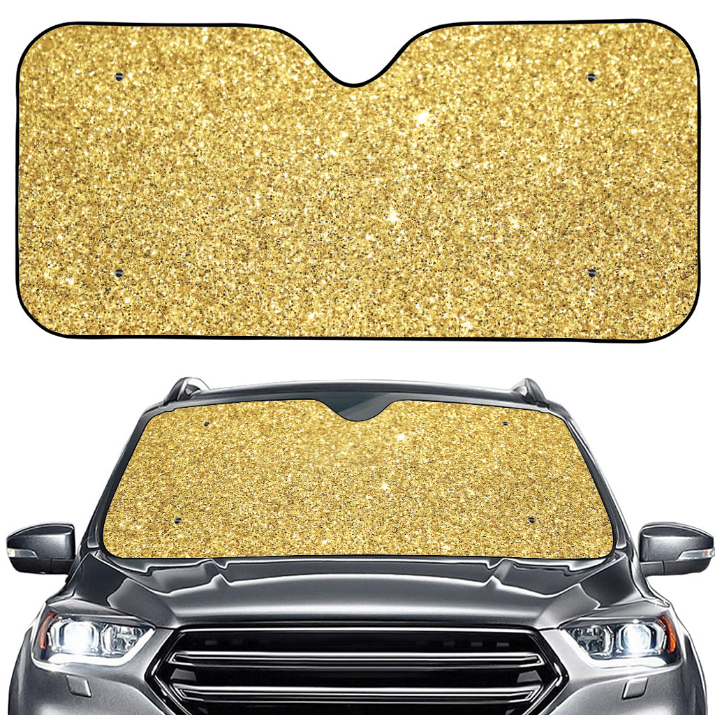 Gold (NOT Real) Glitter Print Car Windshield Sun Shade