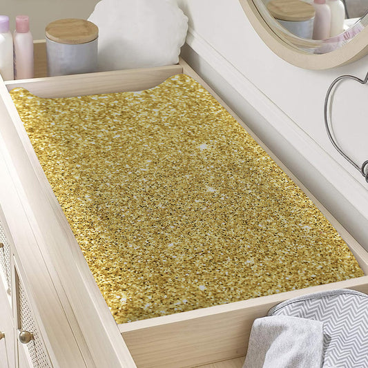 Gold (NOT Real) Glitter Print Changing Pad Cover