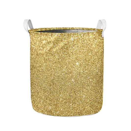 Gold (NOT Real) Glitter Print Collapsible Laundry Basket