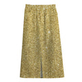 Gold (NOT Real) Glitter Print Cotton Front Slit Maxi Skirt