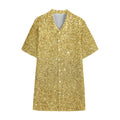 Gold (NOT Real) Glitter Print Cotton Hawaiian Shirt