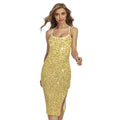 Gold (NOT Real) Glitter Print Cross Back Cami Dress