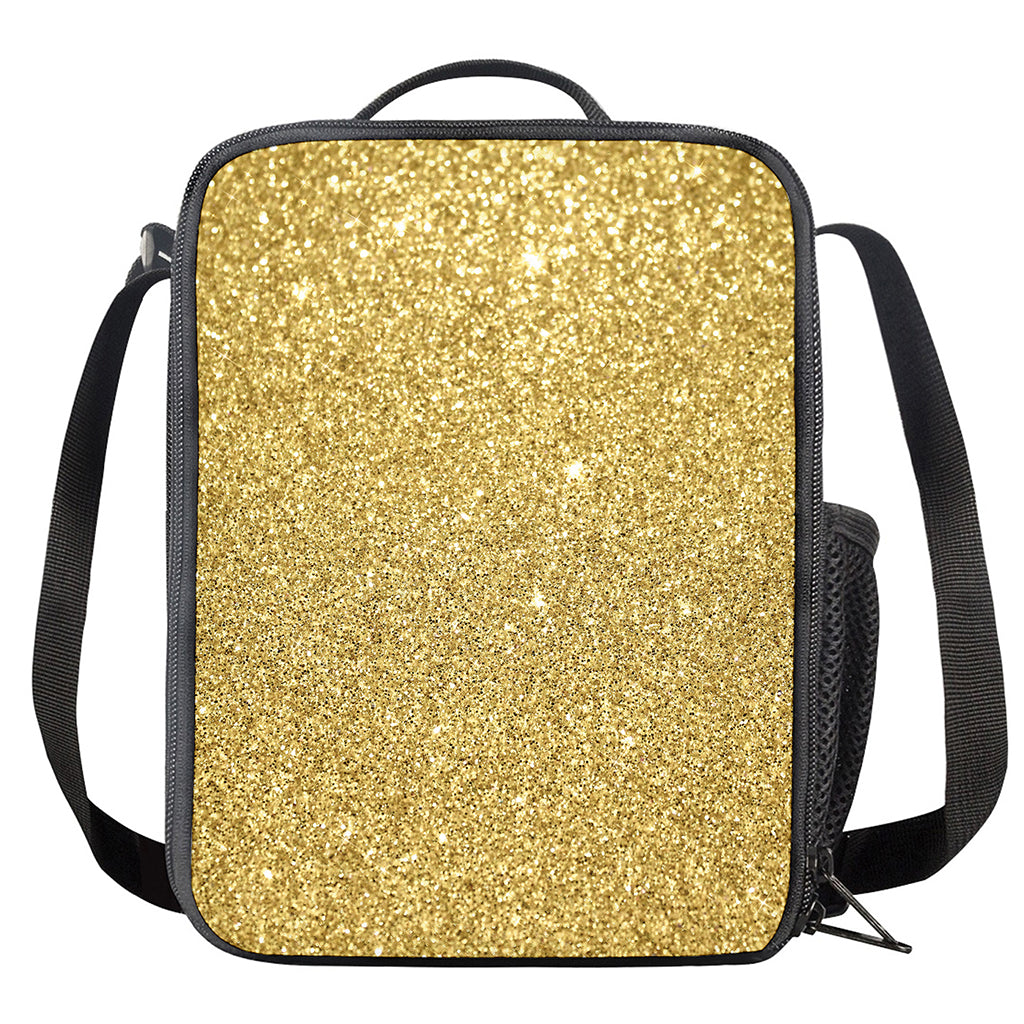 Gold (NOT Real) Glitter Print Crossbody Lunch Bag
