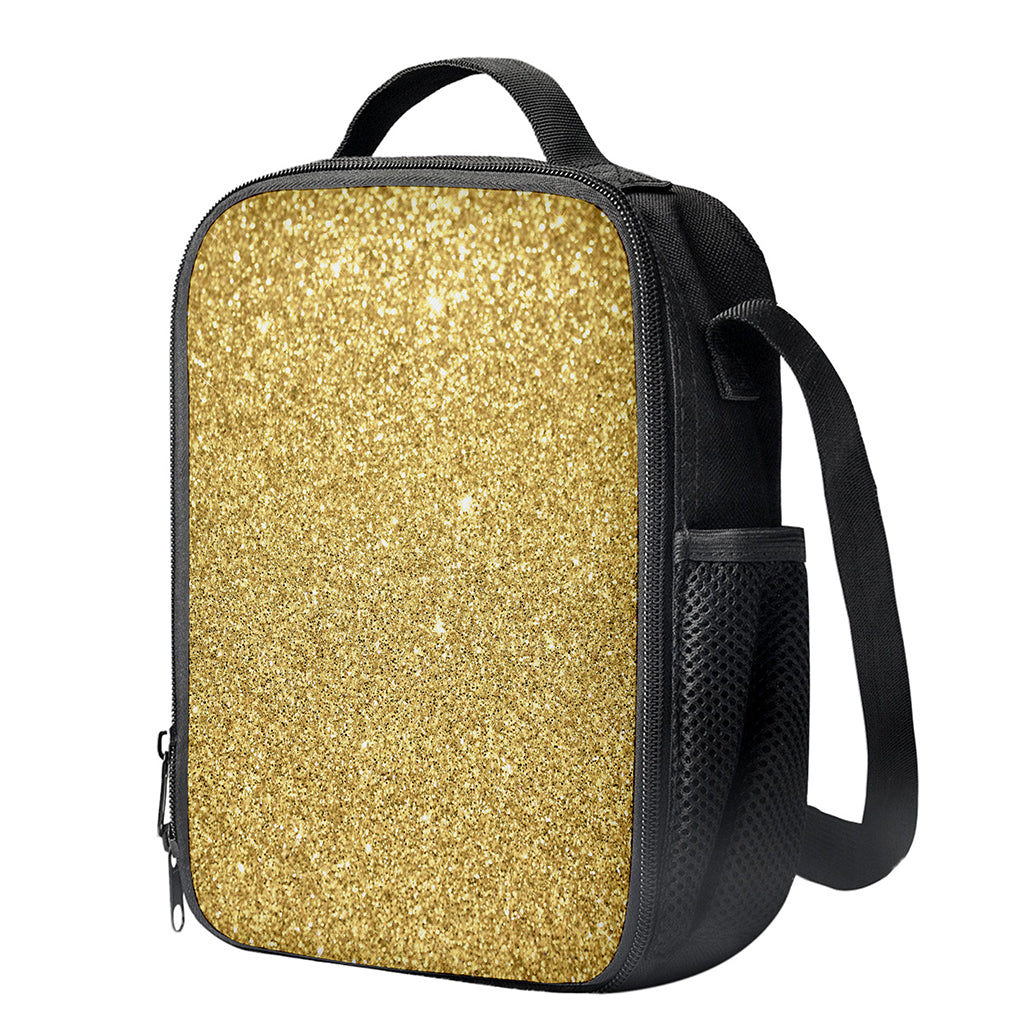 Gold (NOT Real) Glitter Print Crossbody Lunch Bag
