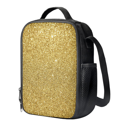 Gold (NOT Real) Glitter Print Crossbody Lunch Bag